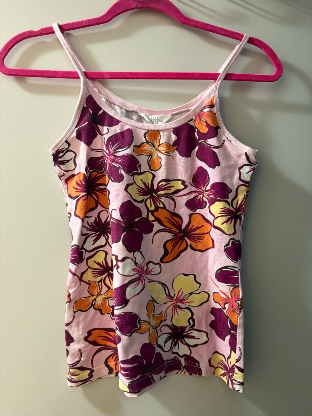 Hibiscus Pink Spaghetti Strap Tank Top